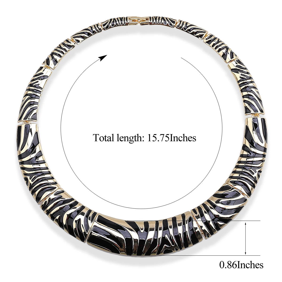 Gold Plated Zebra Stripe Enamel Collar Necklace for Women