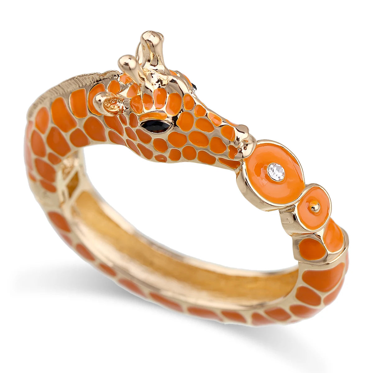 Gold Plated Zebra Enamel Statement Cuff Bracelet for Women