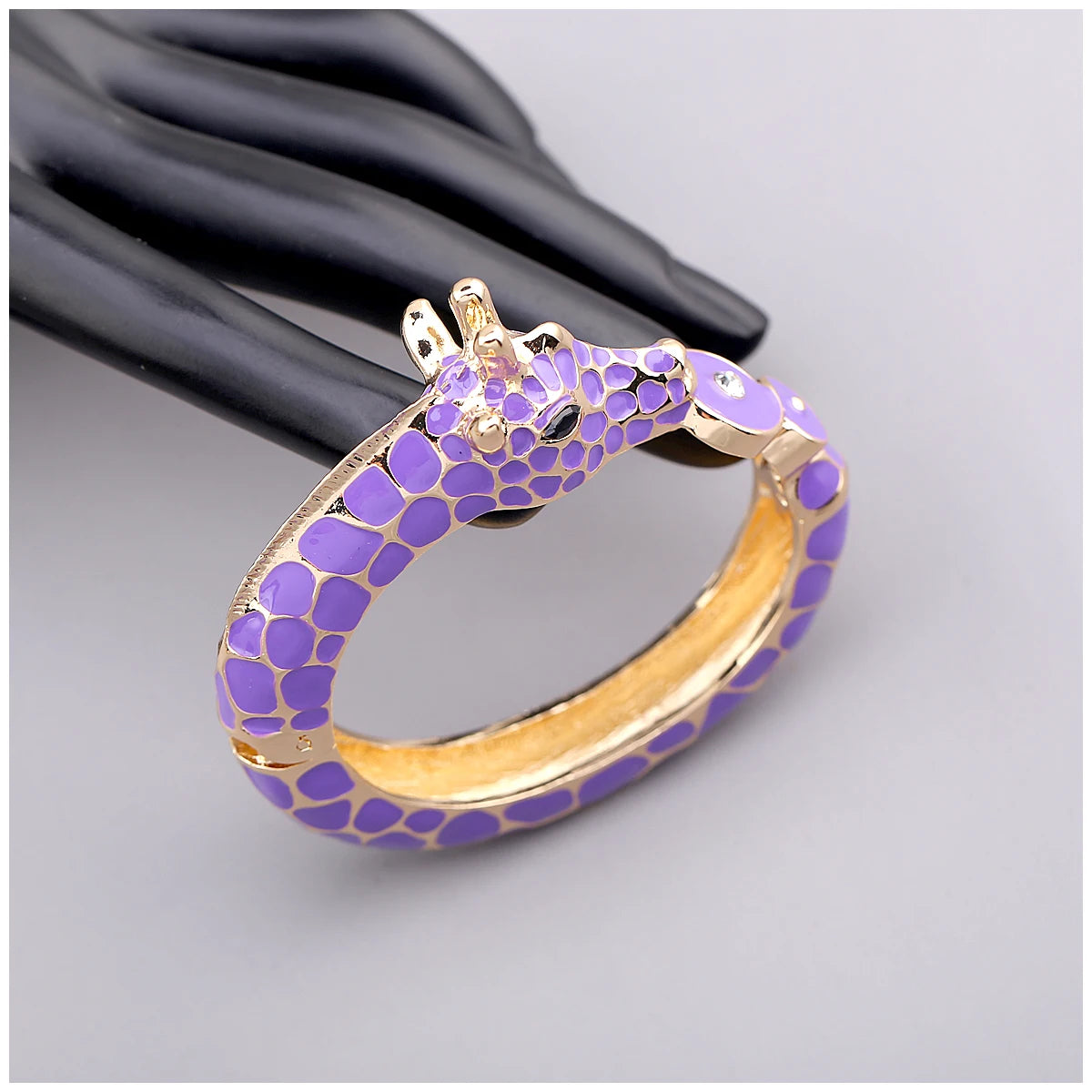 Gold Plated Zebra Enamel Statement Cuff Bracelet for Women