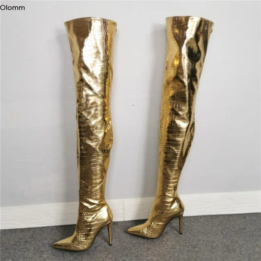 Metallic Zip Front Boots