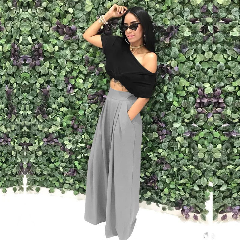 Pleated Front Palazzo Pants