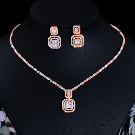 Baguette Cubic Zirconia Necklace Set