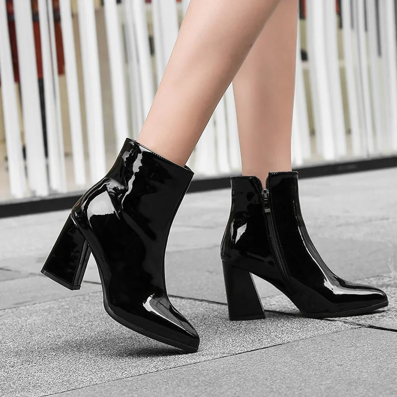 Metallic Silver Pointed Ankle Boots
