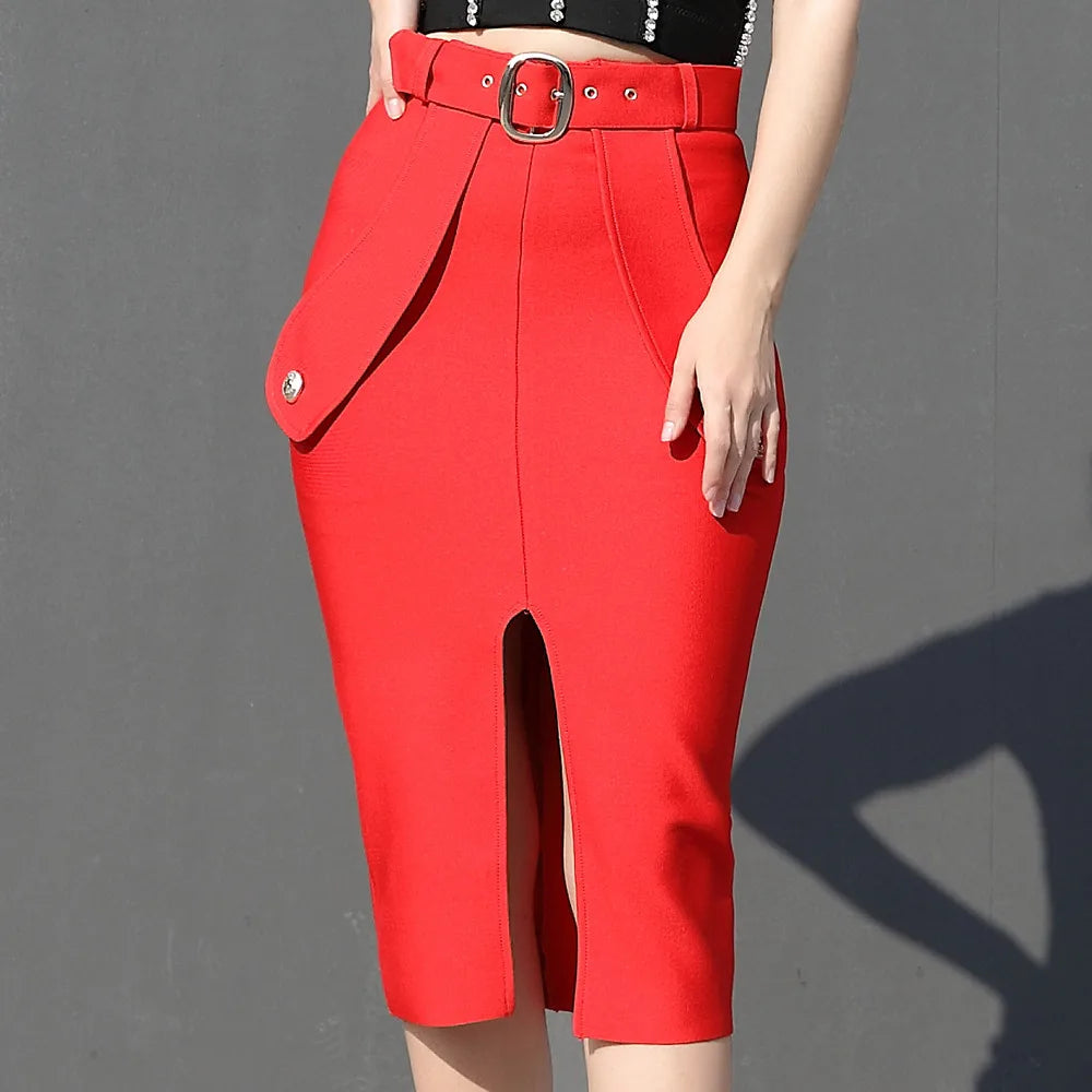 High Waist Lace Up Bandage Skirt