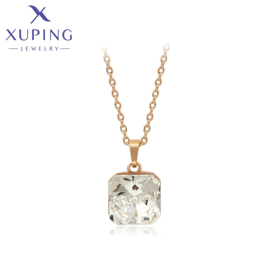 Square Crystal Pendant Necklace