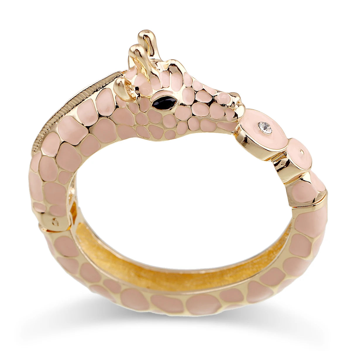 Gold Plated Zebra Enamel Statement Cuff Bracelet for Women