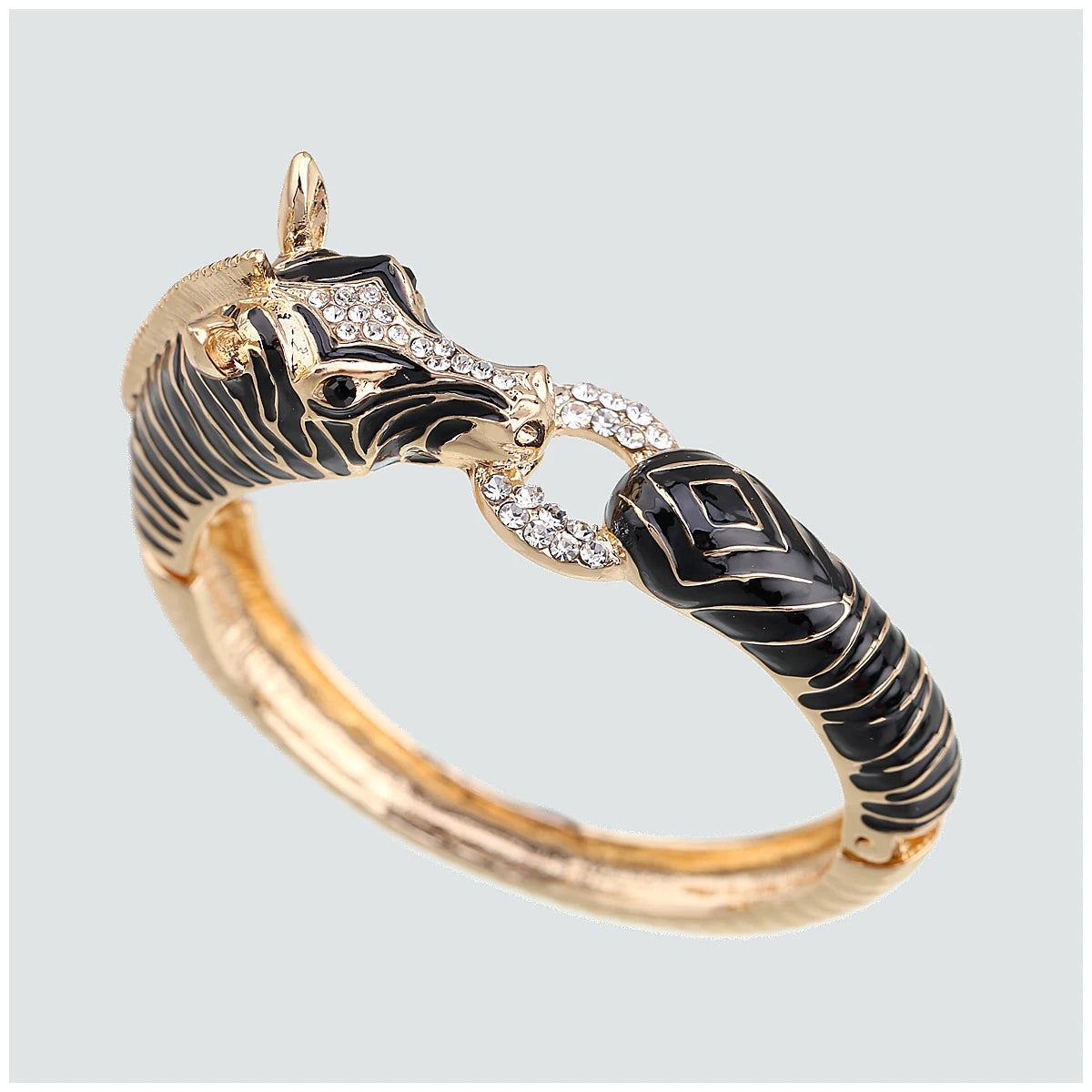 Gold Plated Crystal Zebra Style Cuff Bracelet for Women