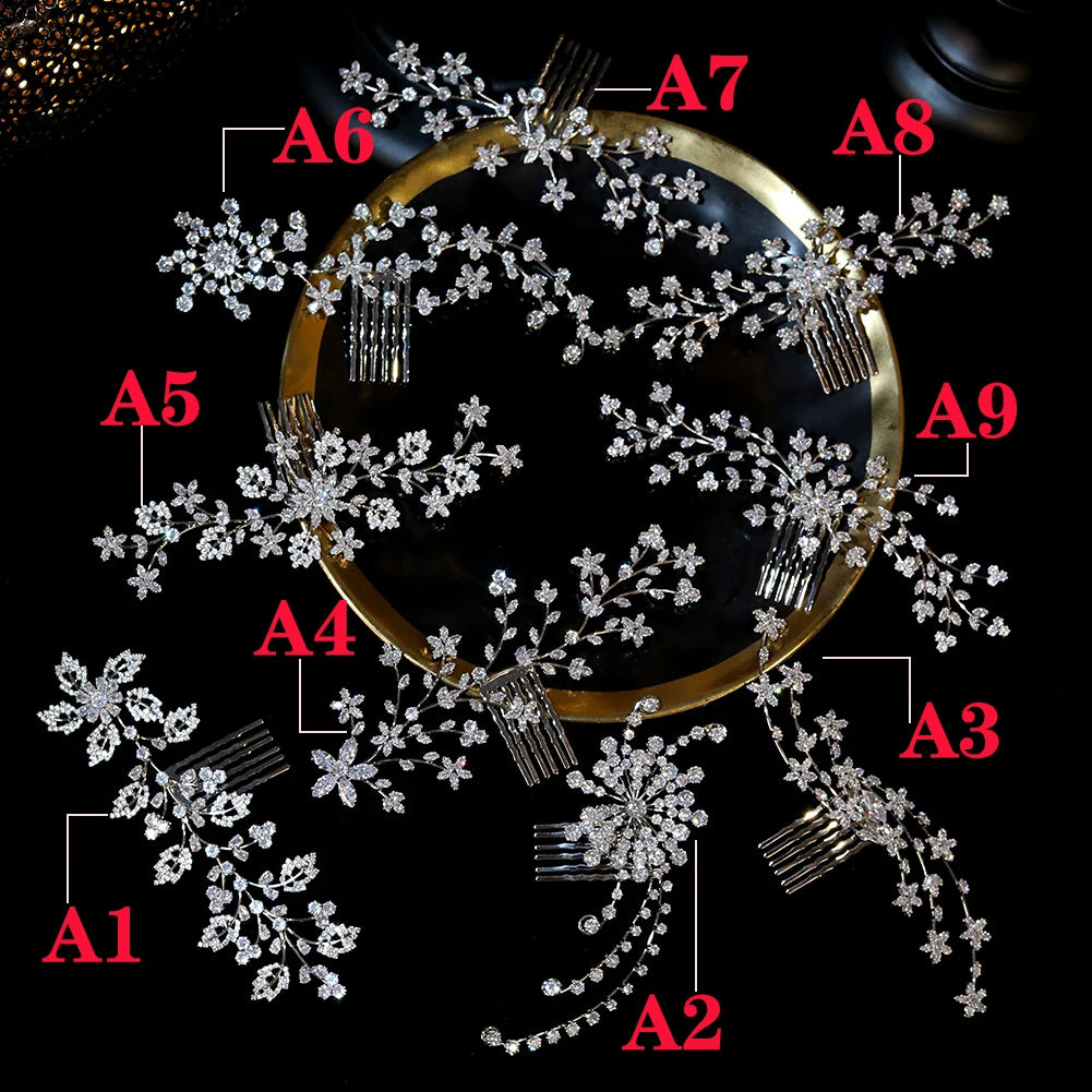 Sparkling Crystal Zirconia Bridal Tiara Hair Comb for Women