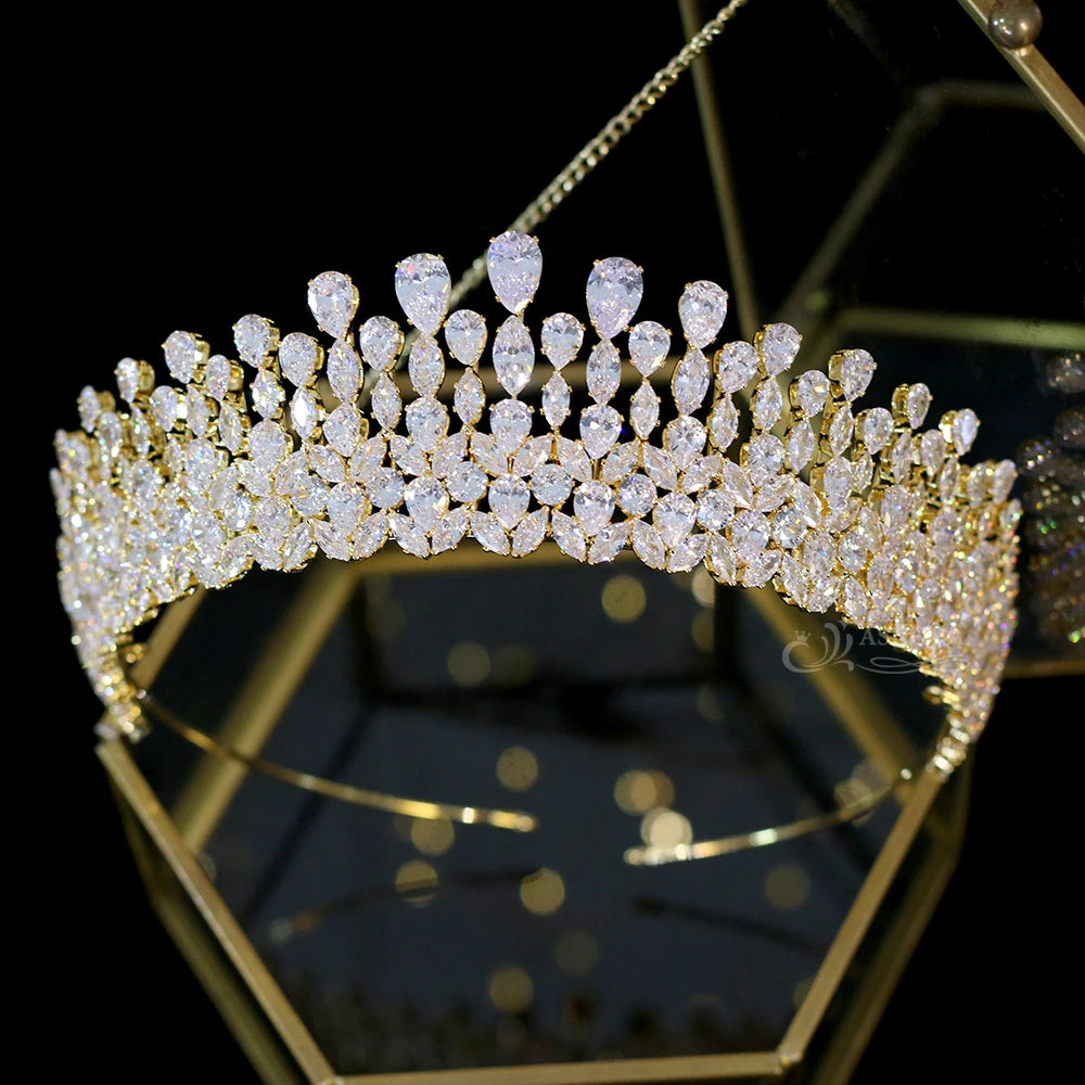 Elegant Full Crystal Bridal Wedding Crown for Women