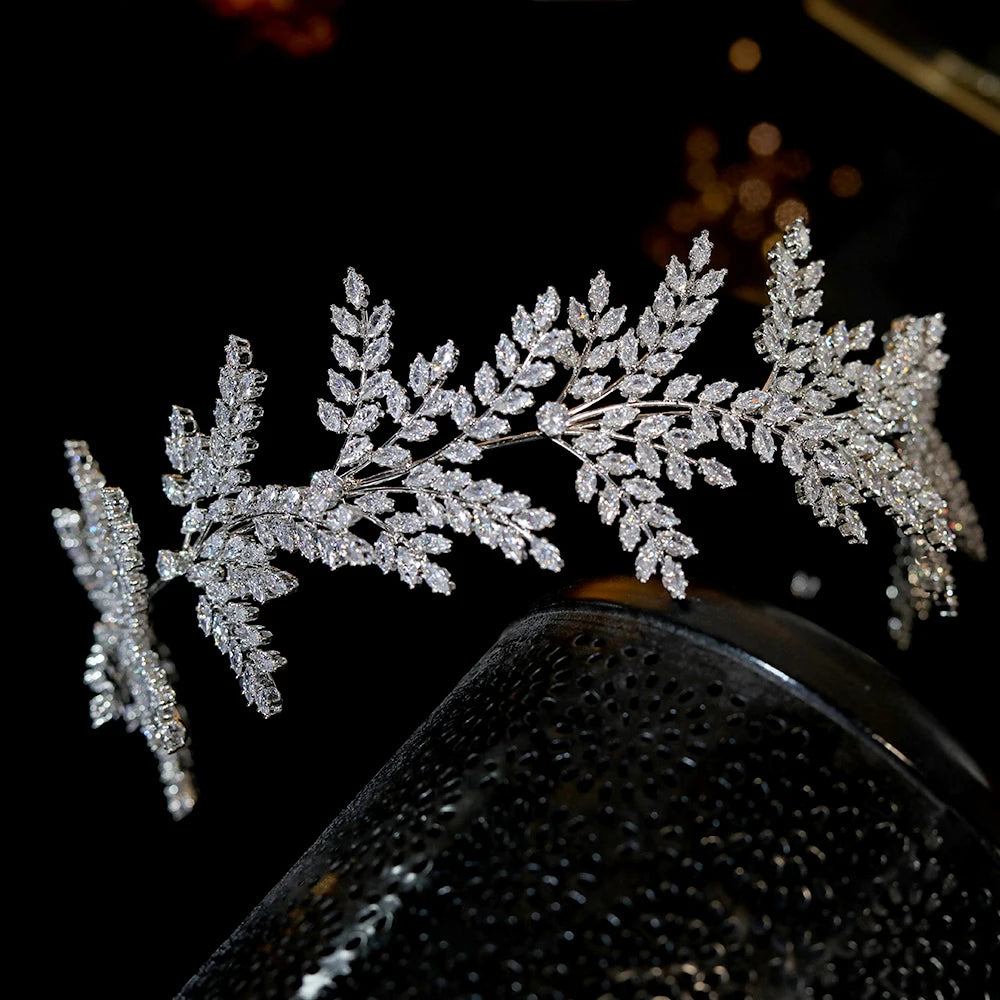 Sophisticated Crystal Leaf Wedding Headband for Women