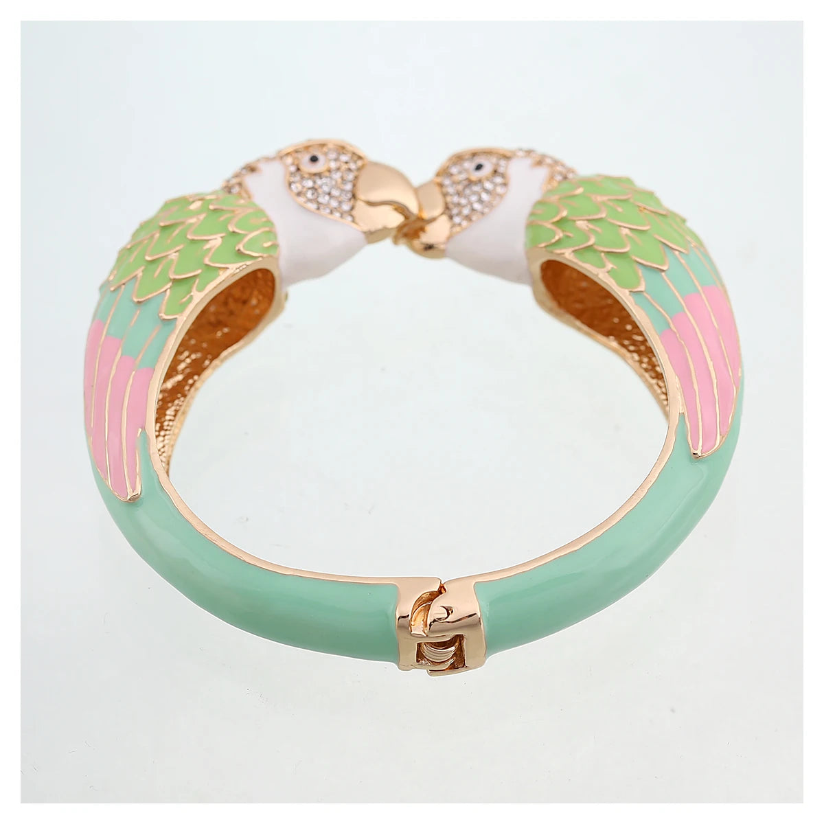 Statement Double Macaw Enamel Cuff Bracelet for Women