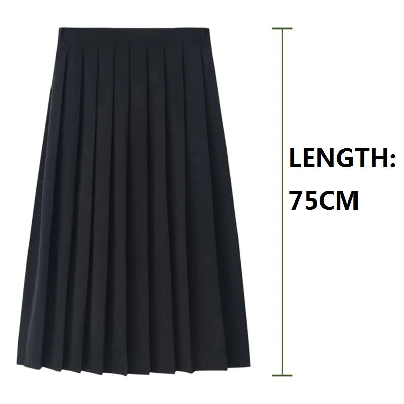 Preppy Black XS - 5XL Pleated Mini Skirt Short Women Summer Autumn Uniform High Waisted Skirts Knee Length Saia Feminina