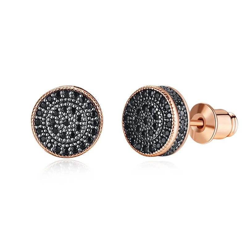 Black Zircon Rose Gold Stud Earrings