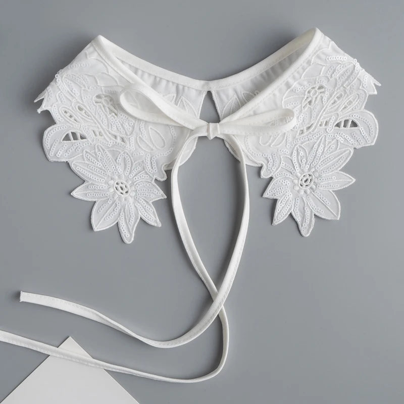 White Fake Collar Shirt Women Shawl Detachable Shirt Collar Lace False Collar Lapel Blouse Women Clothes Accessories Faux Col