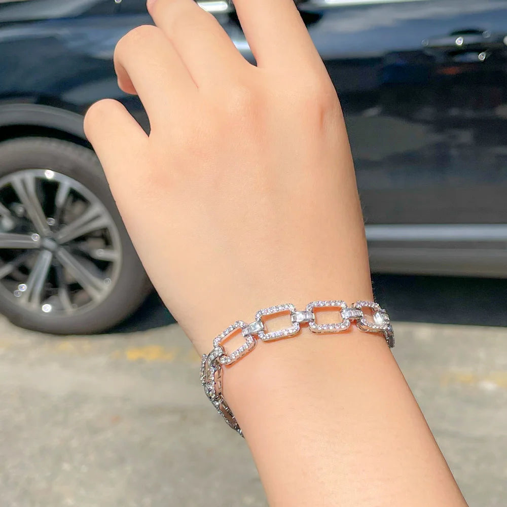 Gold Cubic Zirconia Cuban Link Bracelet