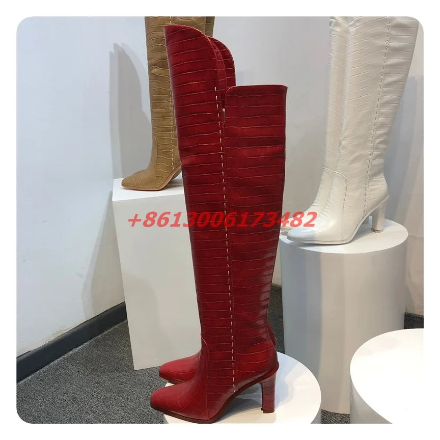 Fashion Winter Chunky Heel Over The Knee Boots For Women
