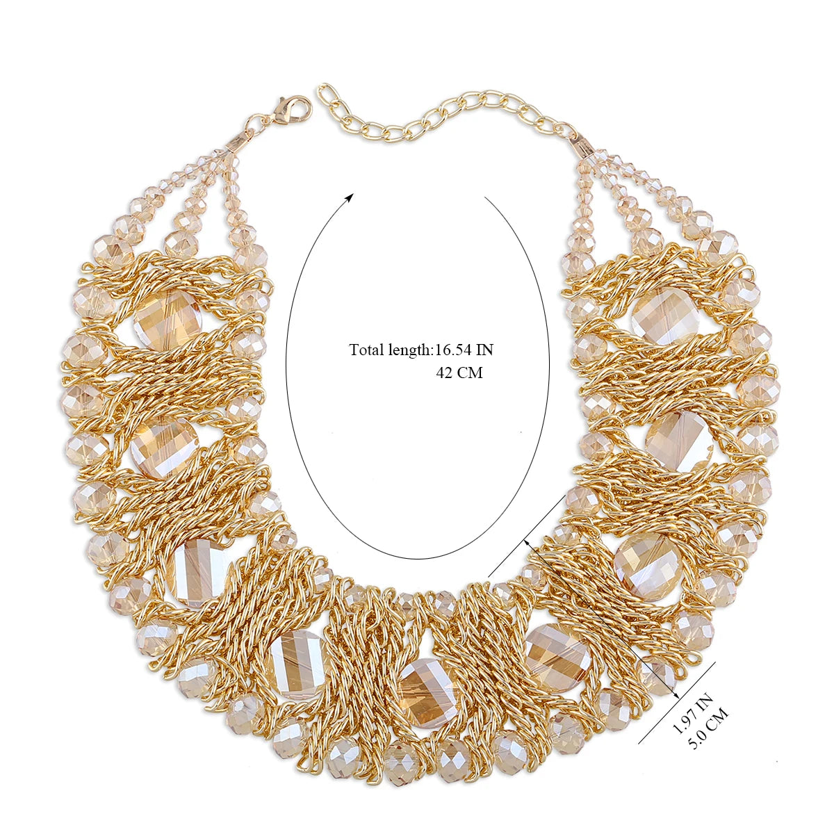 Beaded Crystal Statement Elastic Bracelet for Women