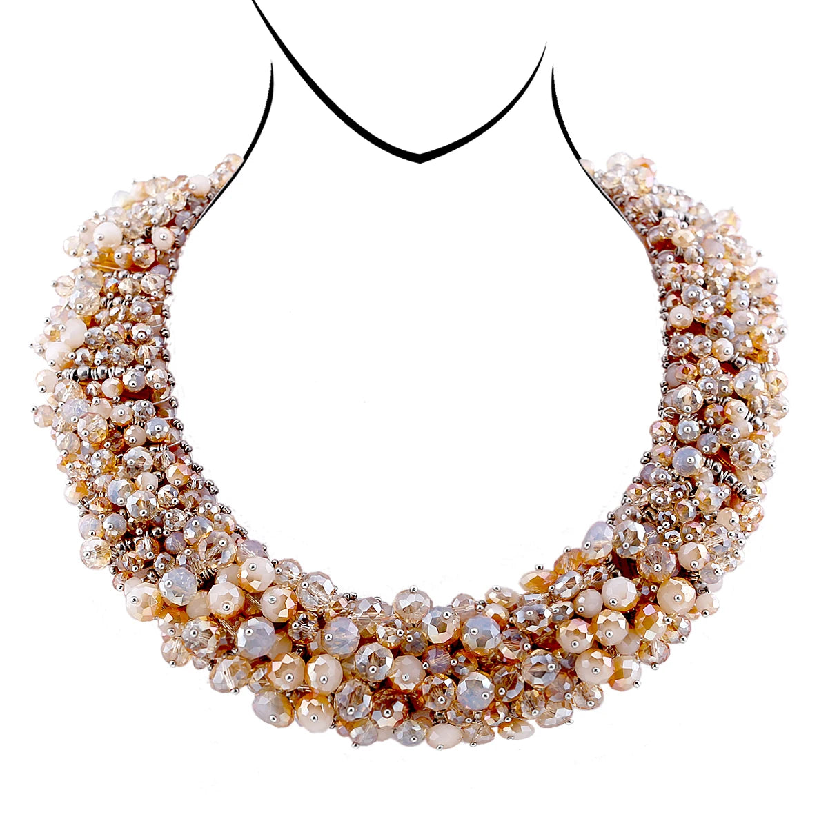 Double Layer Turquoise Bead Statement Necklace for Women
