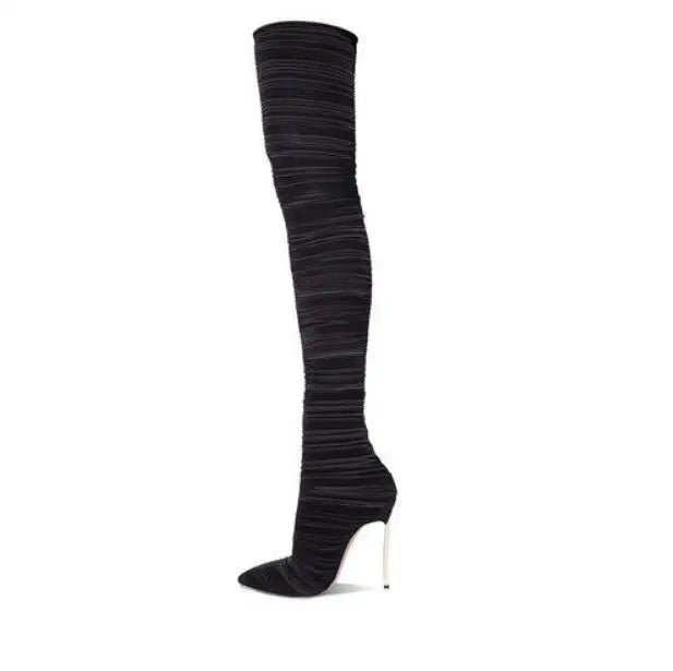 Spiral Pattern Stiletto Over The Knee Boots for Women
