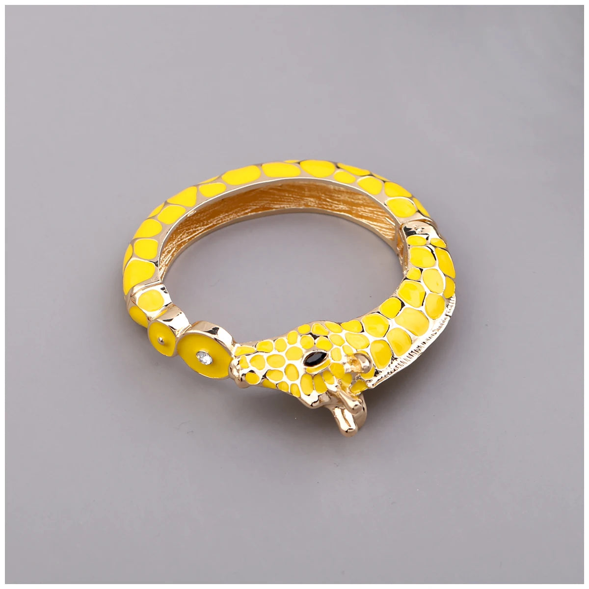 Gold Plated Zebra Enamel Statement Cuff Bracelet for Women