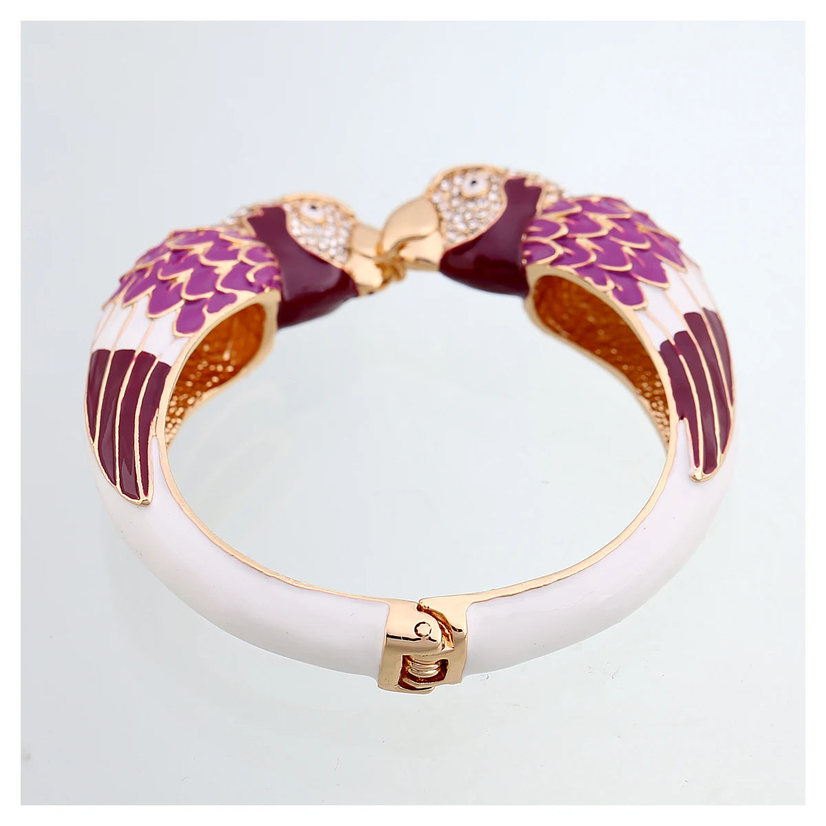 Statement Double Macaw Enamel Cuff Bracelet for Women