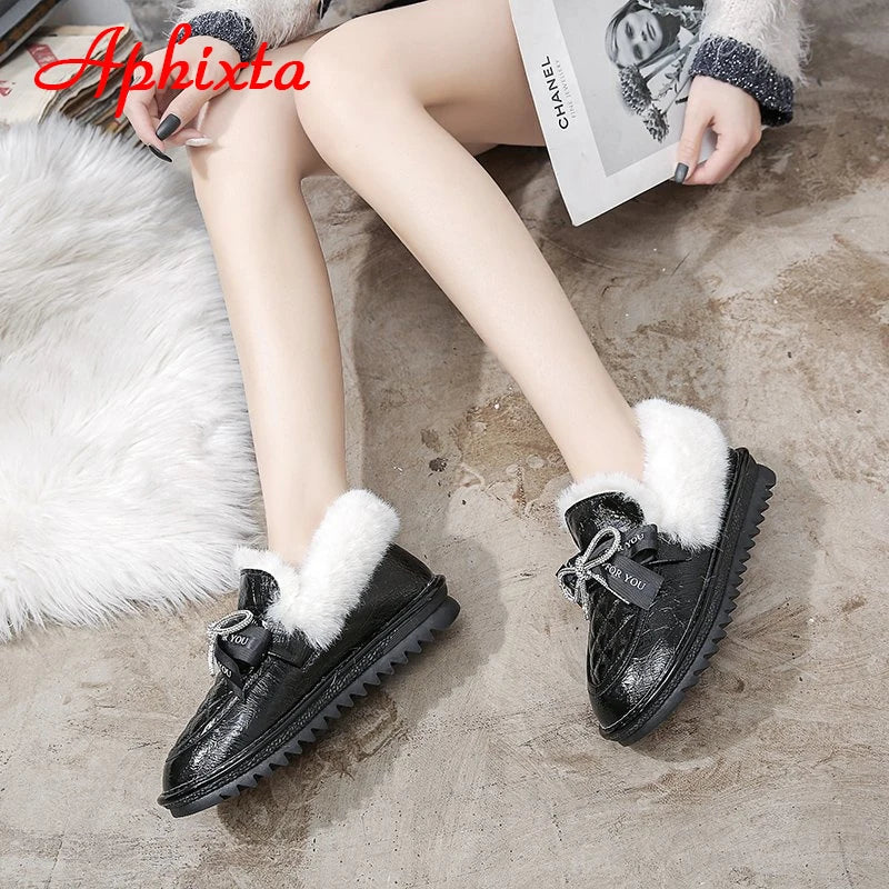 Waterproof Silver Bling Warm Plush Snow Boots for Women