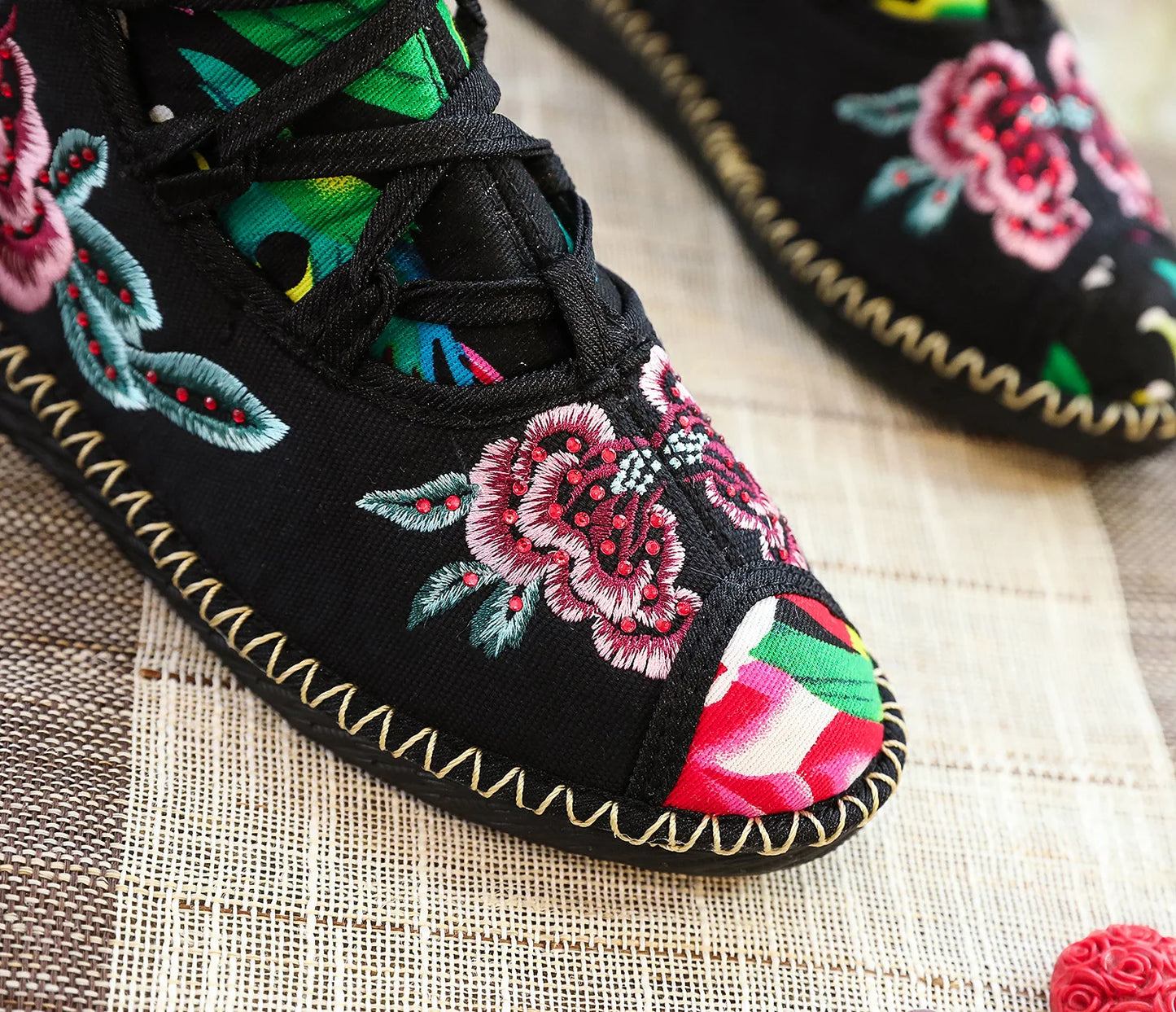 Vintage Floral Canvas Wedge Boot