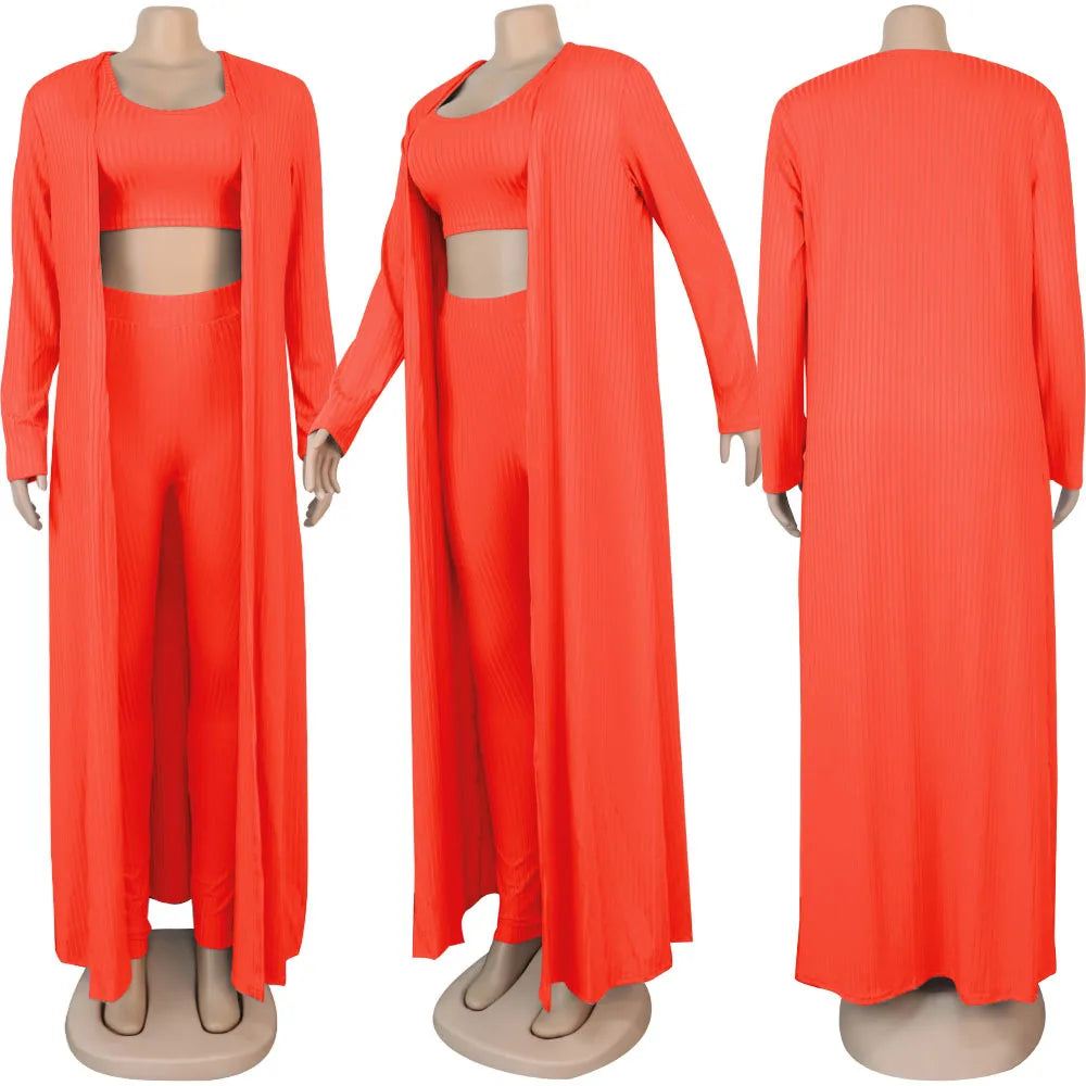 Slim Knit Three Piece Summer Lounge Outfit Set for Women