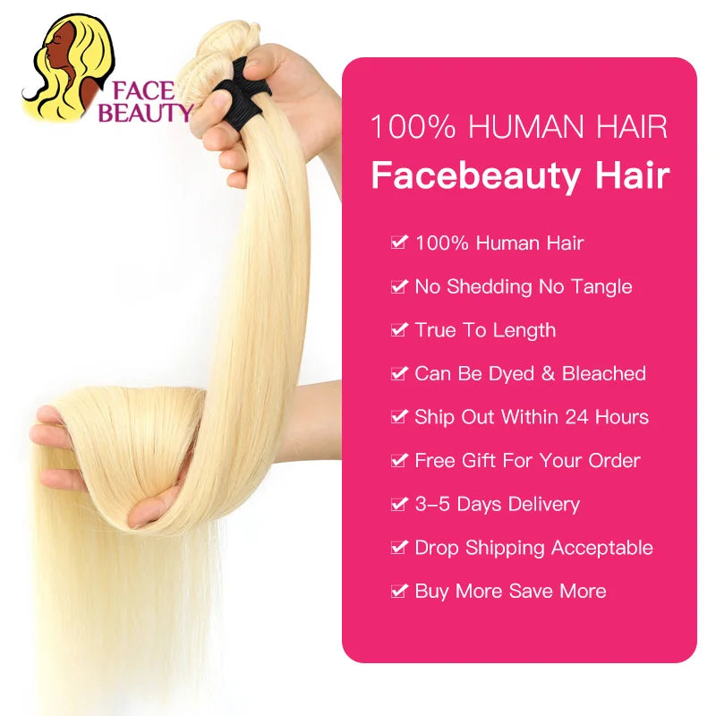 Platinum Blonde Brazilian Remy Human Hair Straight Bundles For Women