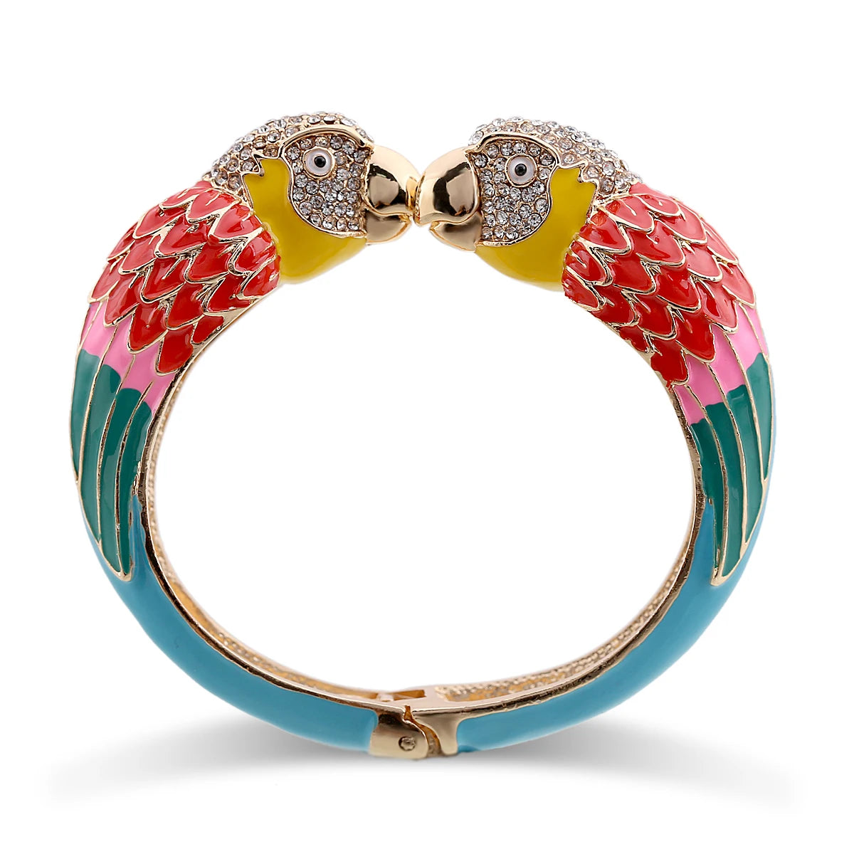 Statement Double Macaw Enamel Cuff Bracelet for Women