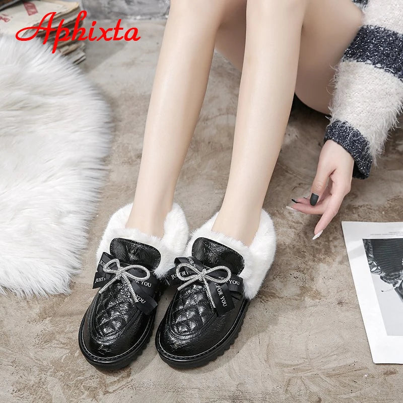 Waterproof Silver Bling Warm Plush Snow Boots for Women