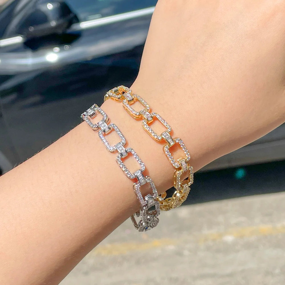 Gold Cubic Zirconia Cuban Link Bracelet