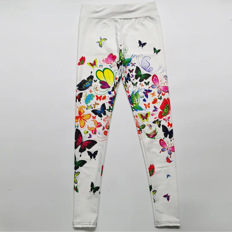 FCCEXIO High Waist Fitness Elastic Leggings 6 Colors The Butterfly 3D Print Sexy  Leggins Casual Workout Sport Pants