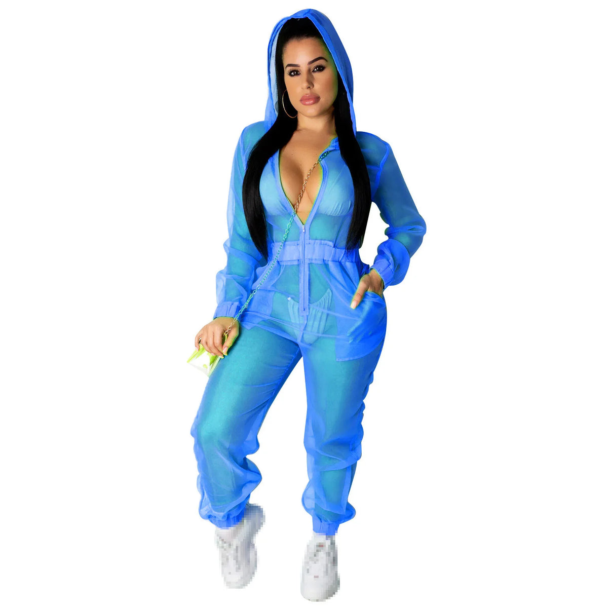 Full Length Pocketed One Piece Jumpsuit Outfit for Women