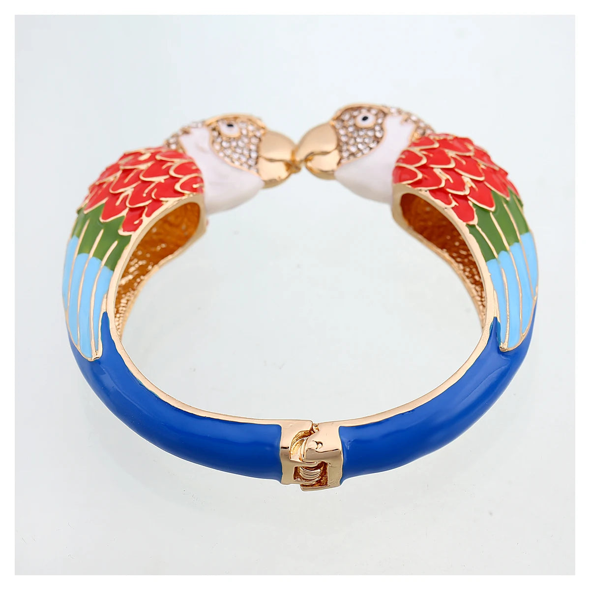Statement Double Macaw Enamel Cuff Bracelet for Women