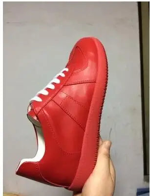Elegant High Quality Red Leather Lace Up Low Top Running Shoes For Men