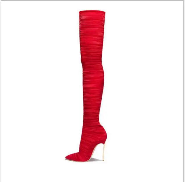 Spiral Pattern Stiletto Over The Knee Boots for Women