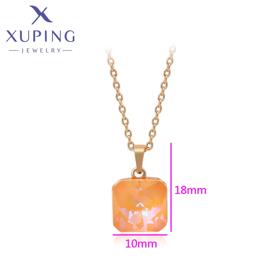 Square Crystal Pendant Necklace