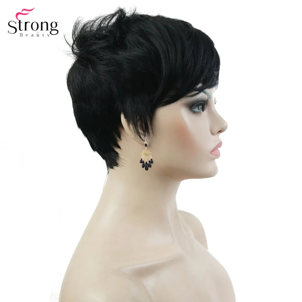 Capless Red Short Pixie Cut Natural Synthetic Wig For Women
