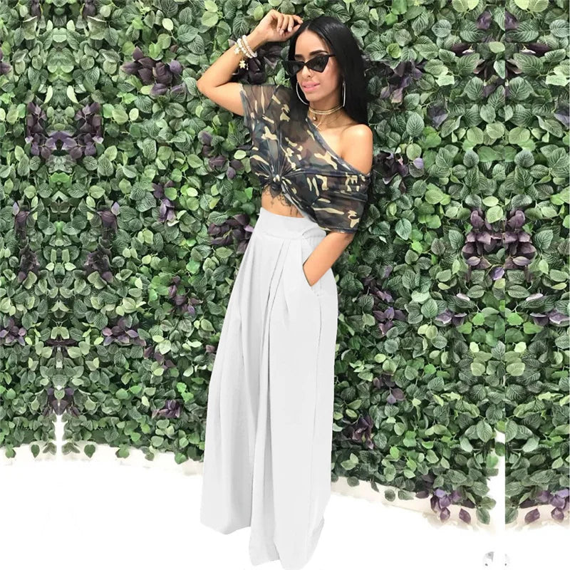 Pleated Front Palazzo Pants
