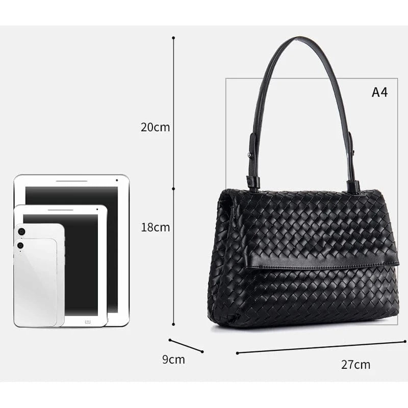 2025 New Luxury Top-grain Cowhide Genuine Leather Handmade Woven Women's Flap Bag Leather Handcrafted Handbags for Women