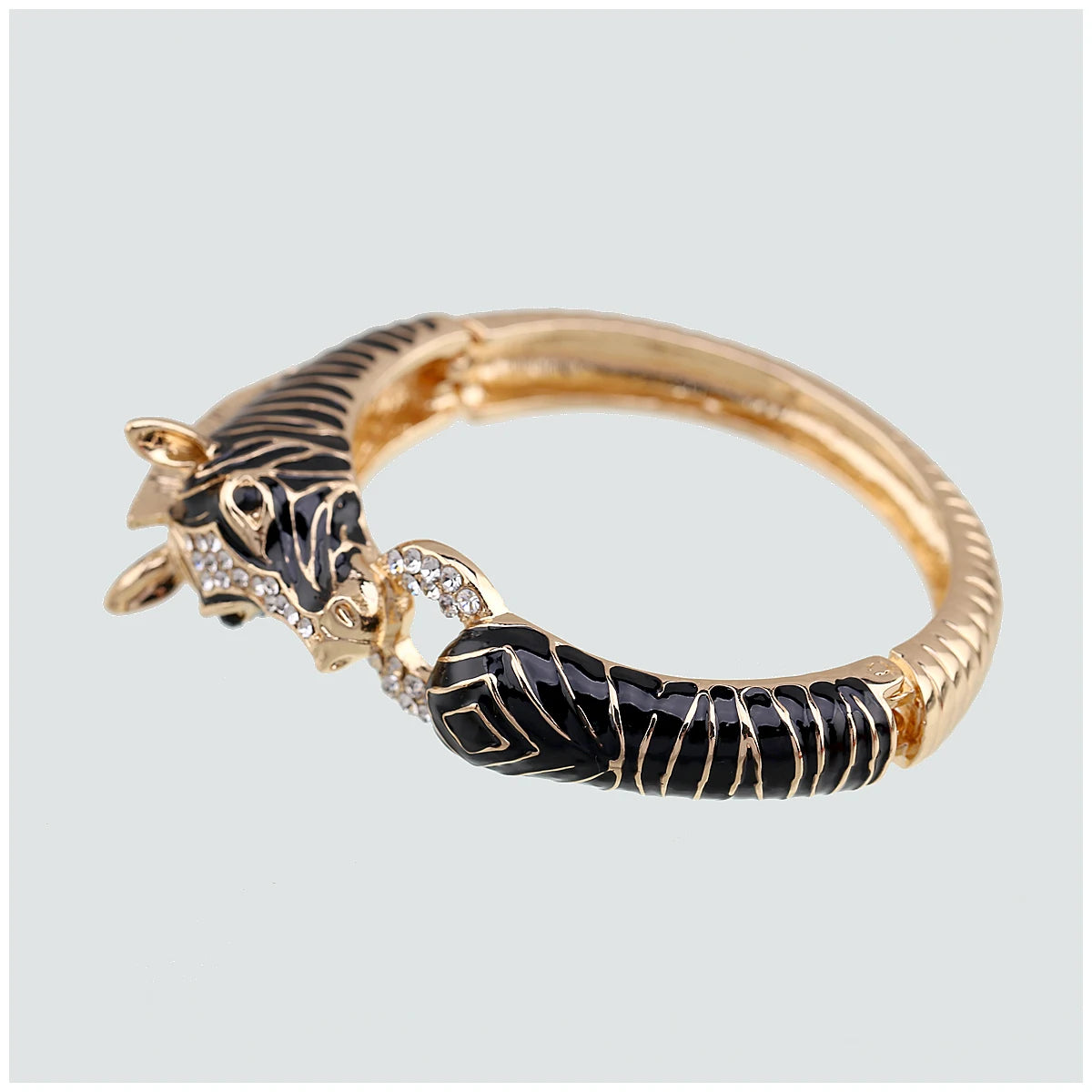 Gold Plated Crystal Zebra Style Cuff Bracelet for Women
