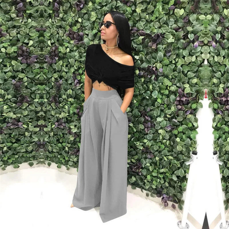 Pleated Front Palazzo Pants