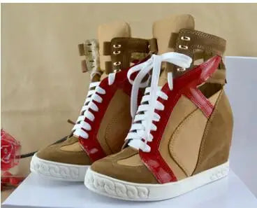 Casual Patchwork Buckle Strap Hollow Out Wedge Ankle Boots for Women