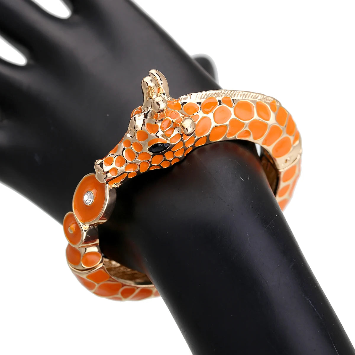 Gold Plated Zebra Enamel Statement Cuff Bracelet for Women
