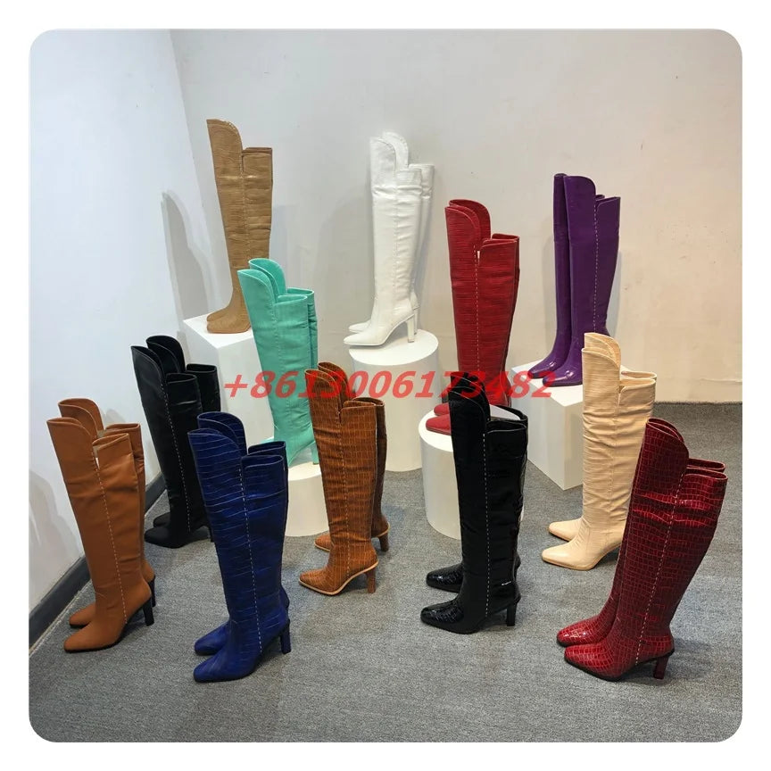 Fashion Winter Chunky Heel Over The Knee Boots For Women