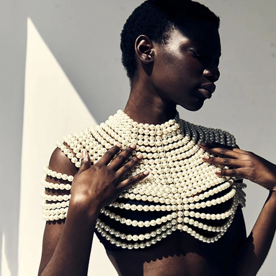 Pearl Beaded Shawl Top