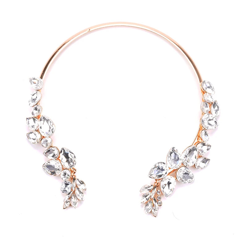 Green Crystal Open Collar Choker Necklace for Women