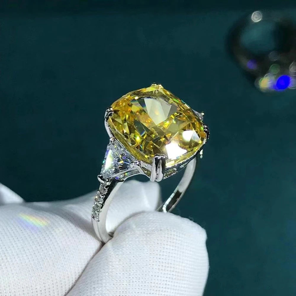 WUIHA Luxury 925 Sterling Silver 3EX Cushion Cut 5CT VVS Pink Created Moissanite Wedding Engagement Customized Ring Fine Jewelry