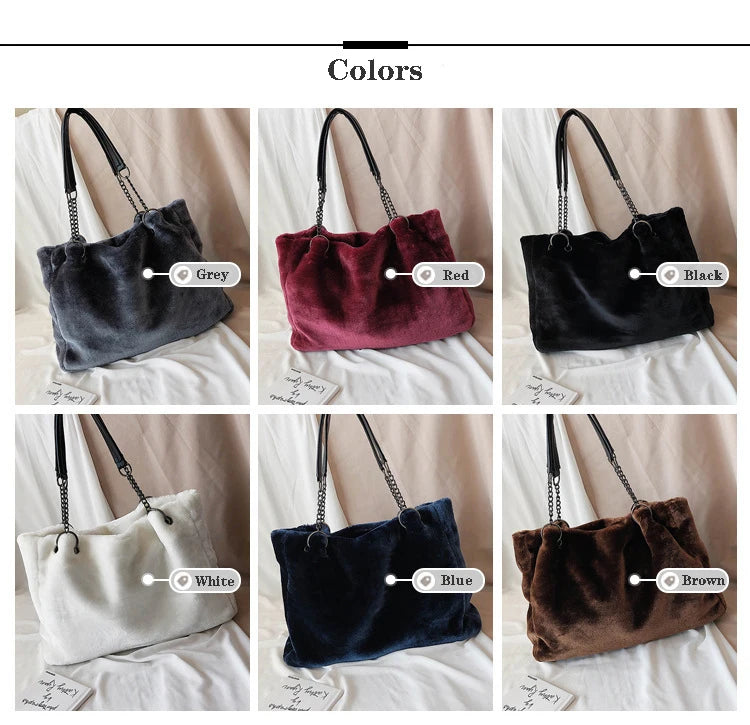 Soft Plush Large Capacity Luxury Shoulder Bag for Women